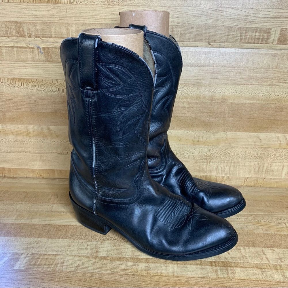 Mens Durango Black Leather Cowboy Boots 9D TR760